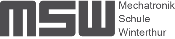 Logo della Scuola di Meccatronica di Winterthur con le lettere MSW.