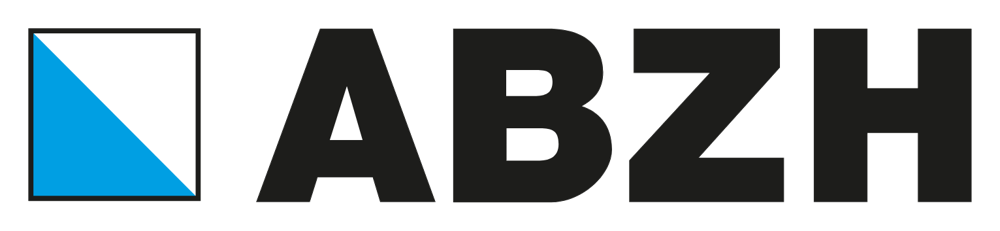 Logo con un quadrato blu e bianco sul lato sinistro e le lettere nere «ABZH» a destra di esso.