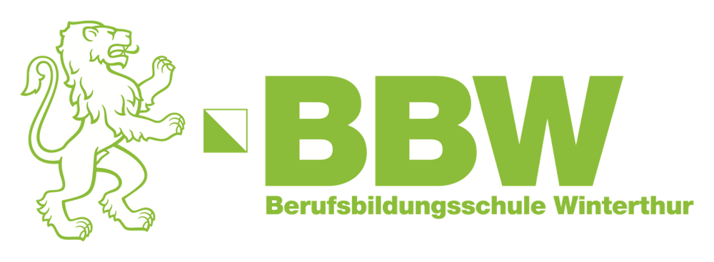 Logo della scuola di formazione professionale di Winterthur con un leone verde e la scritta «BBW Berufsbildungsschule Winterthur».