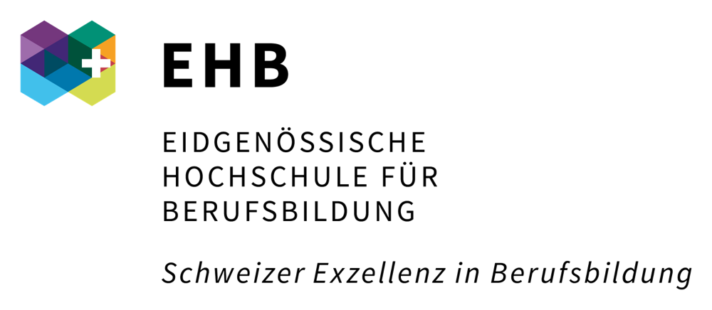 Logo della Scuola universitaria federale per la formazione professionale (EHB) in Svizzera, caratterizzato da un disegno geometrico colorato e da testi in nero.
