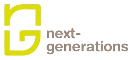 Logo con una lettera "g" gialla stilizzata e la scritta "next-generations"